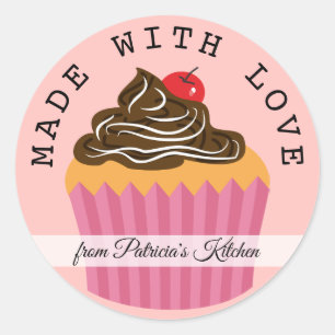 Sticker Rond Rose Fabriqué Avec Des Cupcakes Amoureux De La Cui