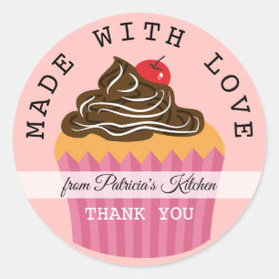Sticker Rond Rose Fait De Merci Amoureux De La Cuisine De