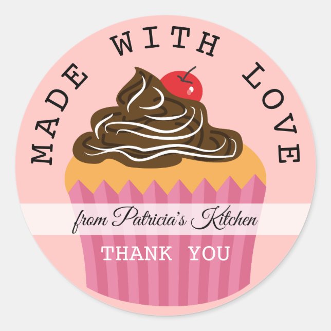 Sticker Rond Rose Fait De Merci Amoureux De La Cuisine De (Devant)