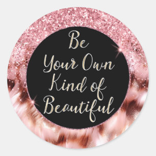 Sticker Rond Rose Fille Glitzy Sparkle Gold Zebra Parties scint