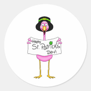Sticker Rond rose flamingo heureux st. patricks jour
