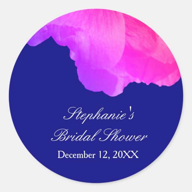 Sticker Rond Rose Floral Navy Bleu Blanc Cute Fête des mariées (Devant)