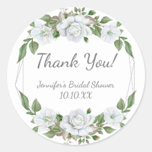Sticker Rond Rose Géométrique Florale Blanche