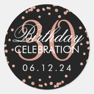 Sticker Rond Rose Gold 30e anniversaire Parties scintillant Con