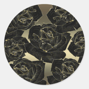 Sticker Rond Rose Gold & Black Glamour Élégant Chic de Luxe Par