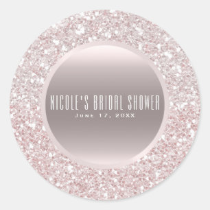 Sticker Rond Rose Gold Blanc rose Parties scintillant Élégant m