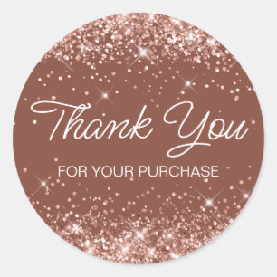 Sticker Rond Rose Gold Bronze Pailleté Terracotta Argile Merci