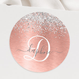 Sticker Rond Rose Gold brossé Parties scintillant métallique No