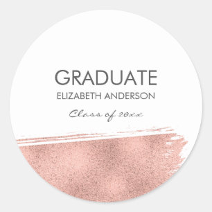 Sticker Rond Rose Gold Brushstroke Graduation