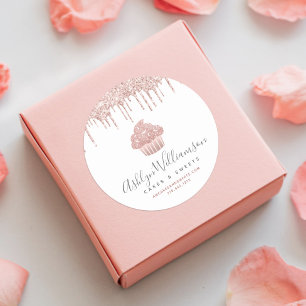 Sticker Rond Rose Gold Cupcake Pâtisserie Chef boulangerie Part
