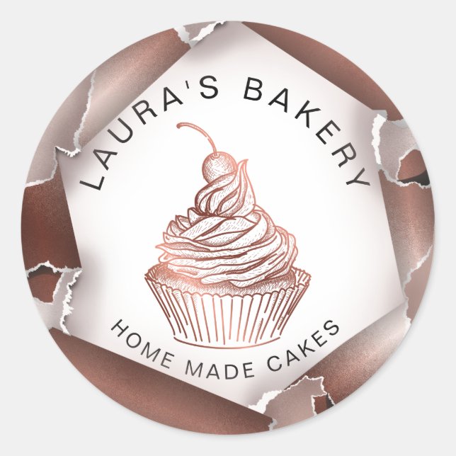 Sticker Rond Rose Gold Drives Cakes & Sweets Cupcake Accueil Bo (Devant)