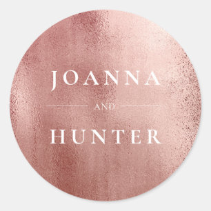 Sticker Rond Rose Gold Elegant Mariage de typographie