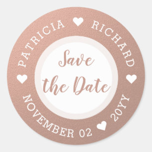 Sticker Rond Rose Gold Enregistrer la date
