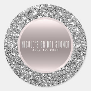 Sticker Rond Rose Gold et Argent Paillettes Élégant Cadeau de M