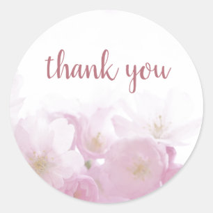 Sticker Rond Rose Gold Floral Élégant Moderne Simple Merci