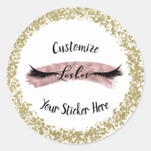 Sticker Rond Rose Gold Foncé Coup de Pinceau Glamour Maquillage