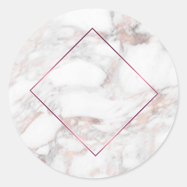Sticker Rond Rose Gold Marble Moderne Elegant Blank Modèle (Devant)