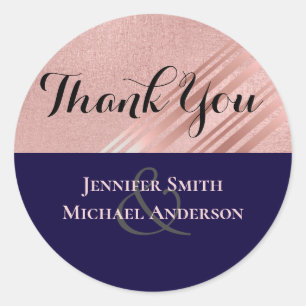Sticker Rond Rose Gold Marine Parties scintillant bleue  Foil L