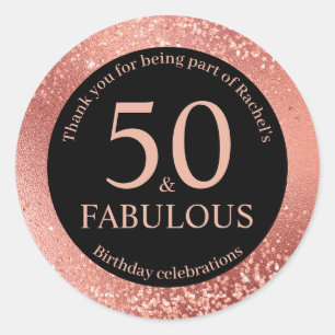Sticker Rond Rose Gold Merci pour le 50e Anniversaire