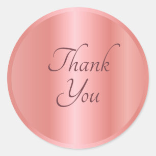 Sticker Rond Rose Gold Merci Texte Élégant Modèle tendance