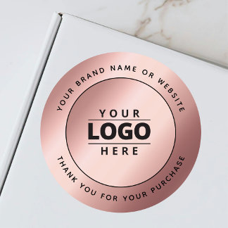 Sticker Rond Rose Gold Metallic Business Logo Site Web Livraiso