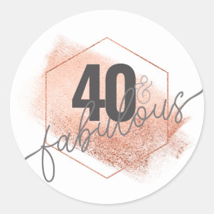 Sticker Rond Rose Gold Minimaliste 40s Anniversaire Carte posta