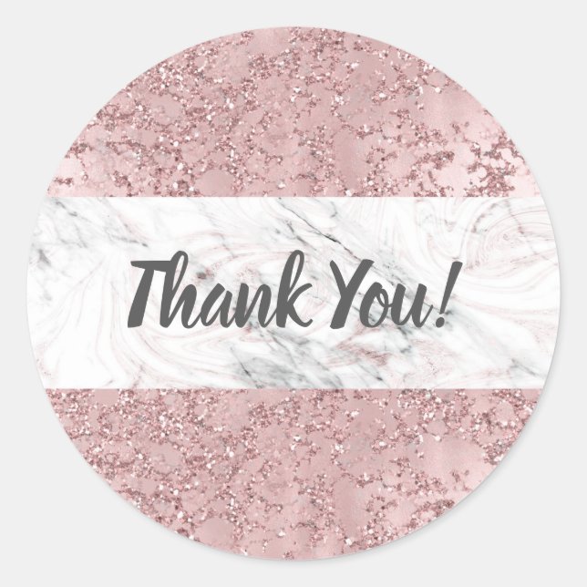 Sticker Rond Rose Gold Modern Glam Marbre & Parties scintillant (Devant)