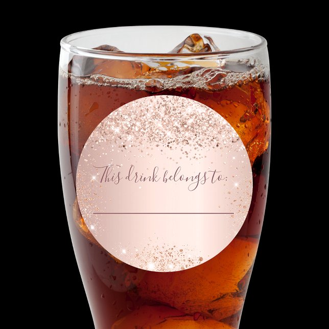 Sticker Rond Rose gold pailleté d'anniversaire, cette boisson a (Créateur téléchargé)