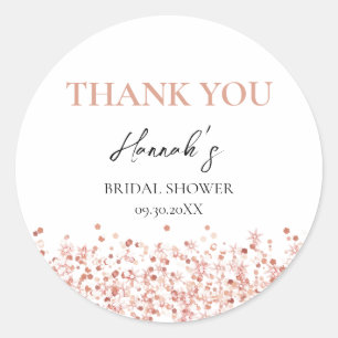 Sticker Rond Rose Gold Pailleté Remerciement pour une Baby Show
