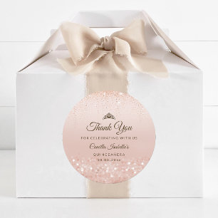 Sticker Rond Rose Gold Pailletés Quinceañera