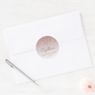 Sticker Rond Rose Gold Parties scintillant Drip 60e anniversair