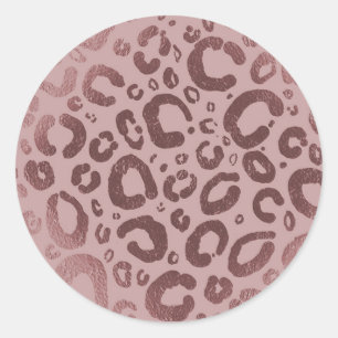 Sticker Rond Rose Gold Pink Glam Parti Empreinte de léopard