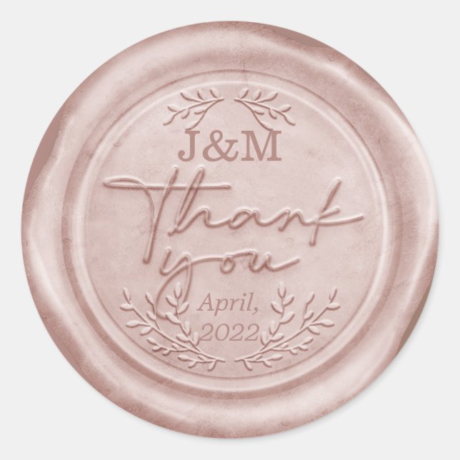 Sticker Rond Rose Gold Pink Rubber Wax merci (Devant)