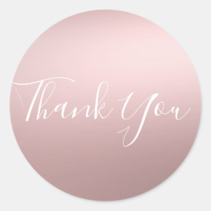 Sticker Rond Rose Gold Rose Clair Métalisé Brillant Luxe Cadeau