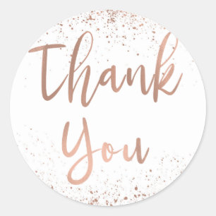 Sticker Rond Rose Gold Rose Glam Moderne Élégant Mariage Remerc
