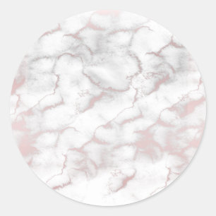 Sticker Rond Rose Gold Rose Marbre Moderne Chic Tendance Fête