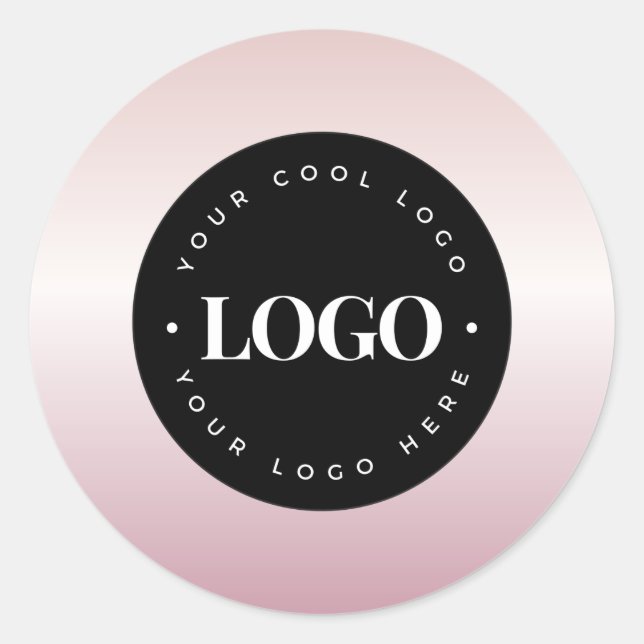 Sticker Rond Rose Gold Rose Votre Logo Personnalisé Entreprise (Devant)
