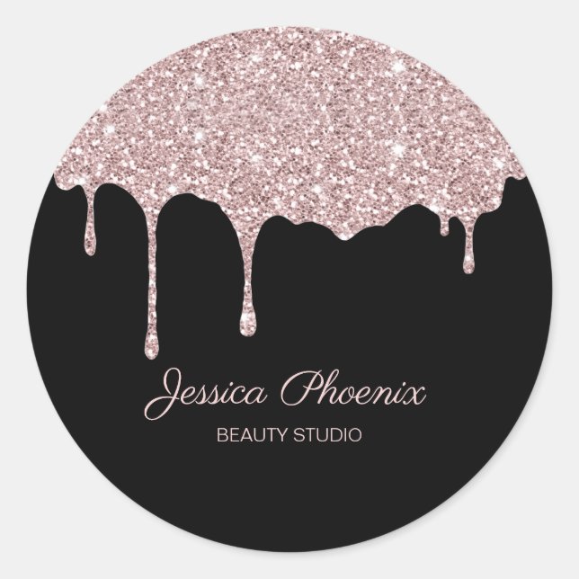 Sticker Rond Rose Gold Schwarz Glitter moderne (Devant)