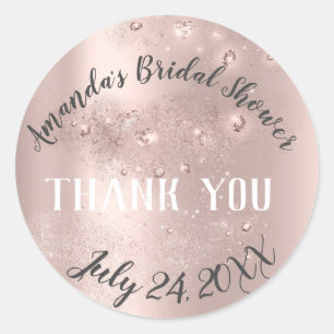 Sticker Rond Rose Gold Spark Merci Cadeau de Mariage Doux