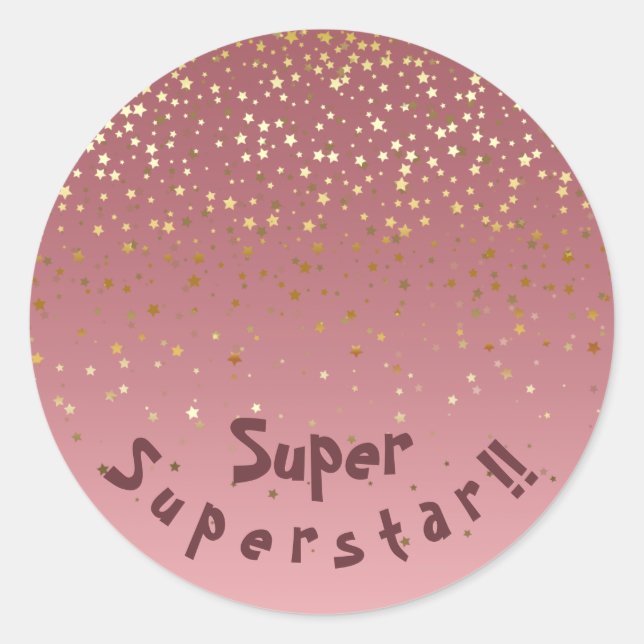 Sticker Rond Rose Gold Stars Thème "Superstar" (Devant)