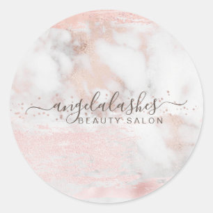 Sticker Rond Rose Gold Style Simple Marbre Signature Féminine