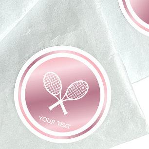 Sticker Rond Rose Gold Tennis Rackets Filles Sport Texte person