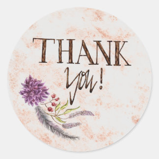 Sticker Rond Rose gris-or violet Dahlia