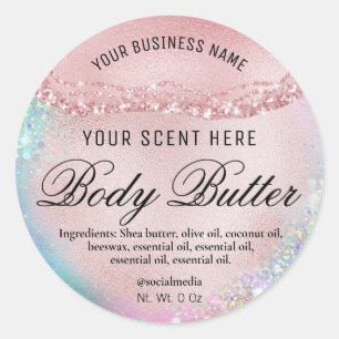 Sticker Rond Rose holographique Gold Pastel Beurre rose du corp
