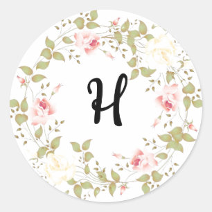 Sticker Rond Rose Ivy Monogram Motif