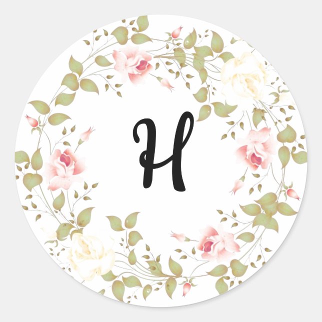 Sticker Rond Rose Ivy Monogram Motif (Devant)
