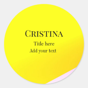 Sticker Rond rose jaune abstrait ajouter nom titre texte motif 