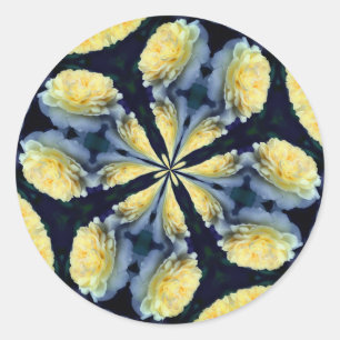 Sticker Rond Rose jaune Art Abstrait