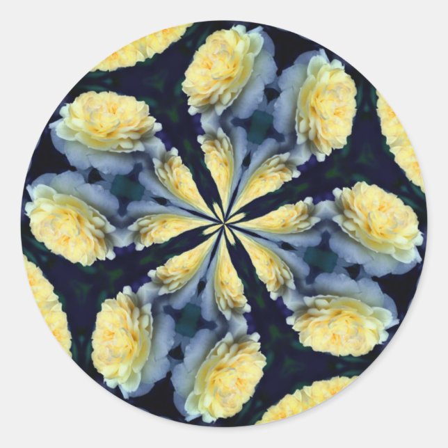Sticker Rond Rose jaune Art Abstrait (Devant)