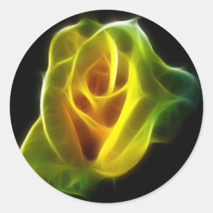 Sticker Rond Rose jaune des flammes